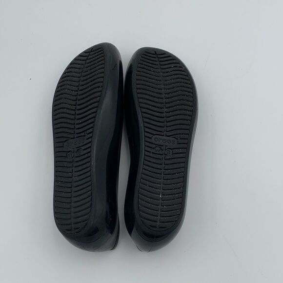 Crocs Black rubber Women's Flats slip on ballet waterproof comfort size 8 - Picture 9 of 10